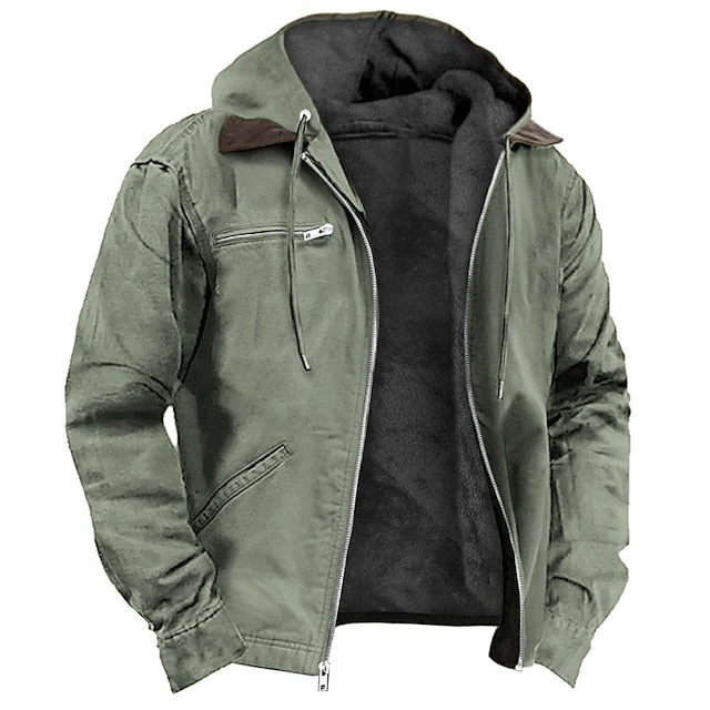 Men's Insulated Zip-Up Coat, Tailored Fit Winter Jacket for Cold Weather, Office, Commute & Weekend Wear, Black Brown Blue Green | Lonoma