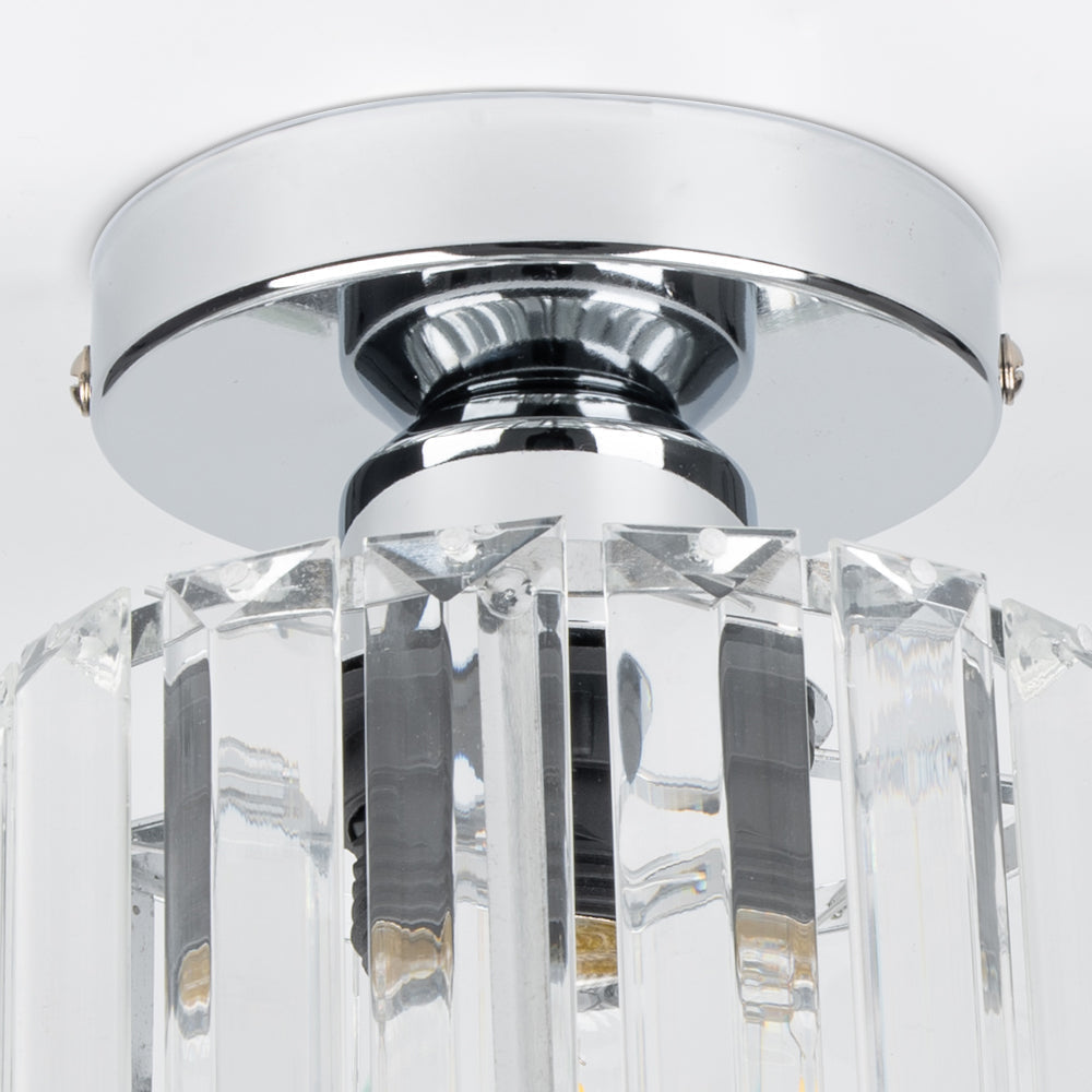 Plafonnier Cristal Élégant E27 Montage Apparent Moderne Noir Or Argenté pour Entrée Salon Chambre Bureau | Koossa