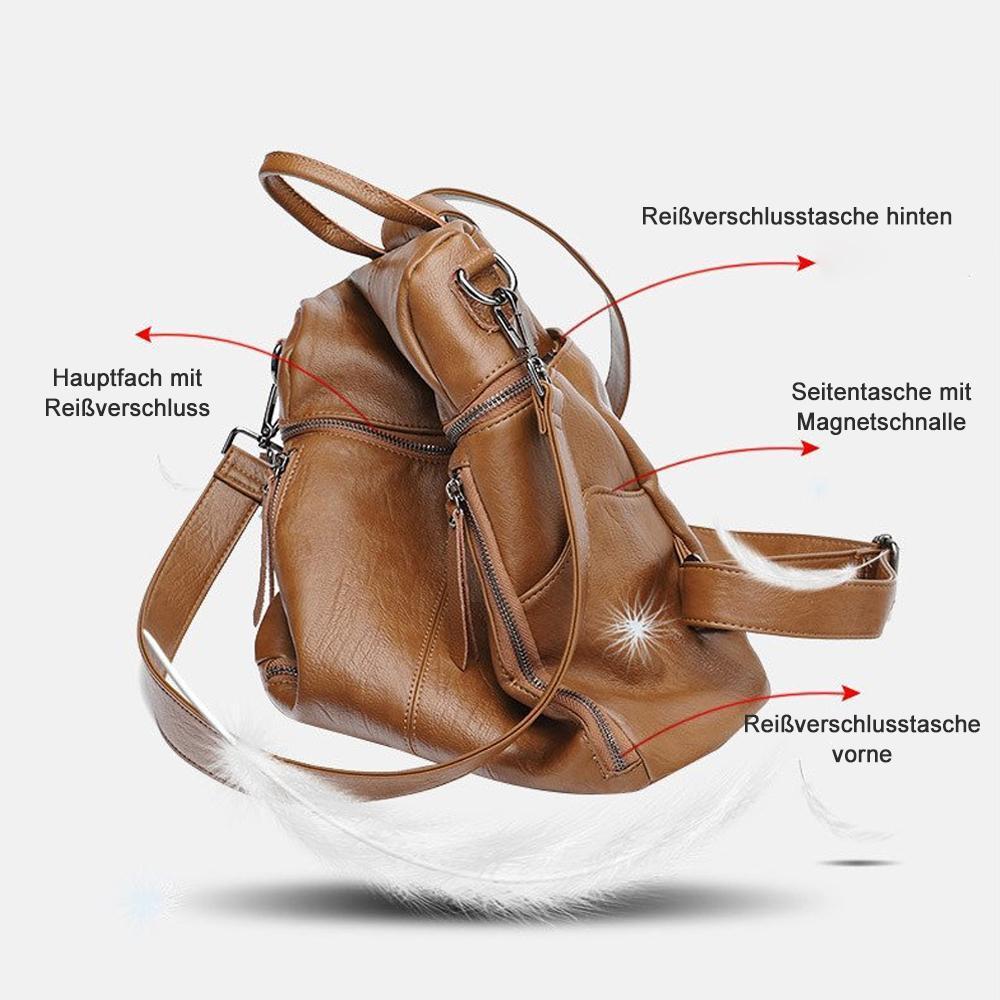 Women's Black Leather Backpack — Large Capacity Daypack for Work, Travel & Everyday Use | Koossa