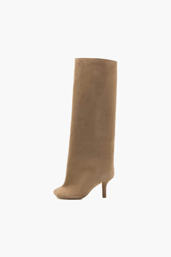 Over-the-Knee Suede Stiletto Boots for Elegant Occasions | Brown Pointed Toe High Heel Boots | Sophisticated Women's Footwear for Autumn and Winter | Koossa
