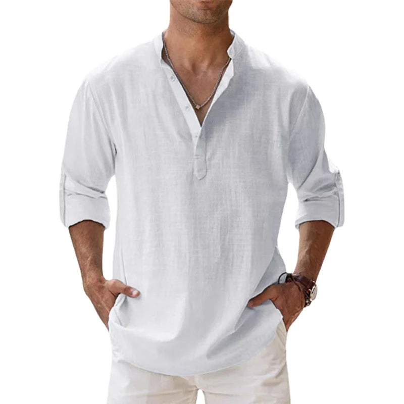 Men's Long-Sleeve Shirt in Classic Colours — Relaxed Fit Everyday Shirt for Spring & Summer Wear | Koossa