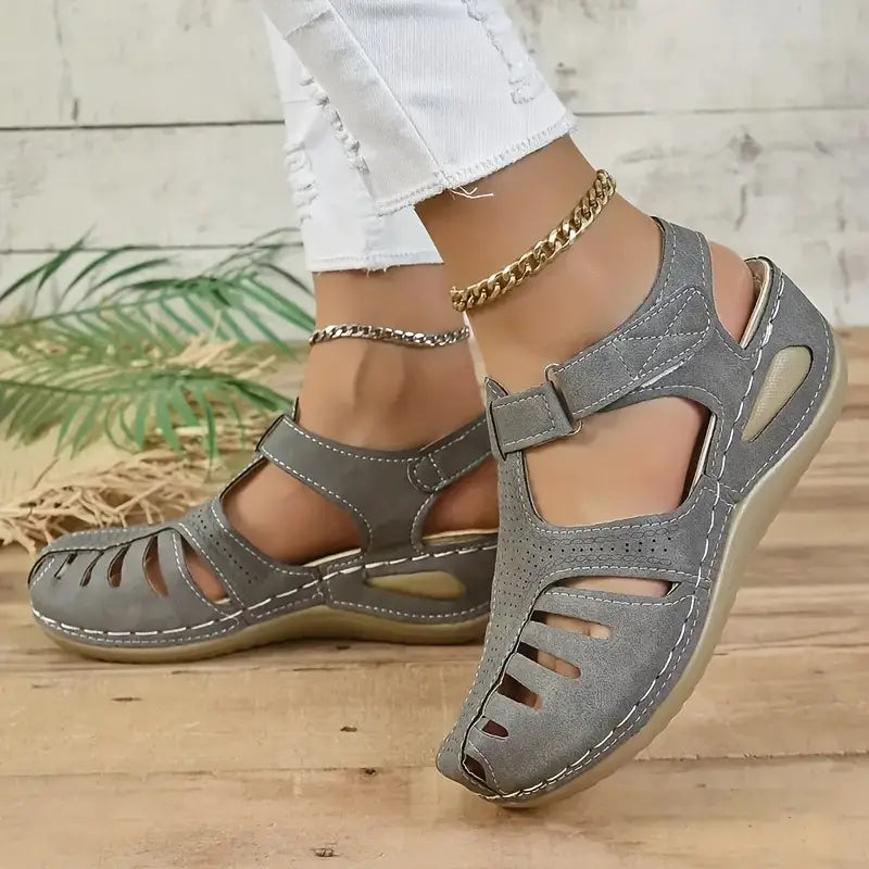 Women's Open-Toe Wedge Sandals with Supportive Footbed — Comfortable Summer Footwear for All-Day Wear | Koossa