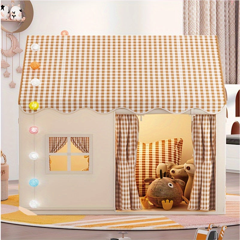 Kids Play Tent House 51 x 47 x 39 in, Beige Pop-Up Indoor Fort for Bedroom, Playroom & Nursery, Toddler Reading Nook Hideout | Lonoma