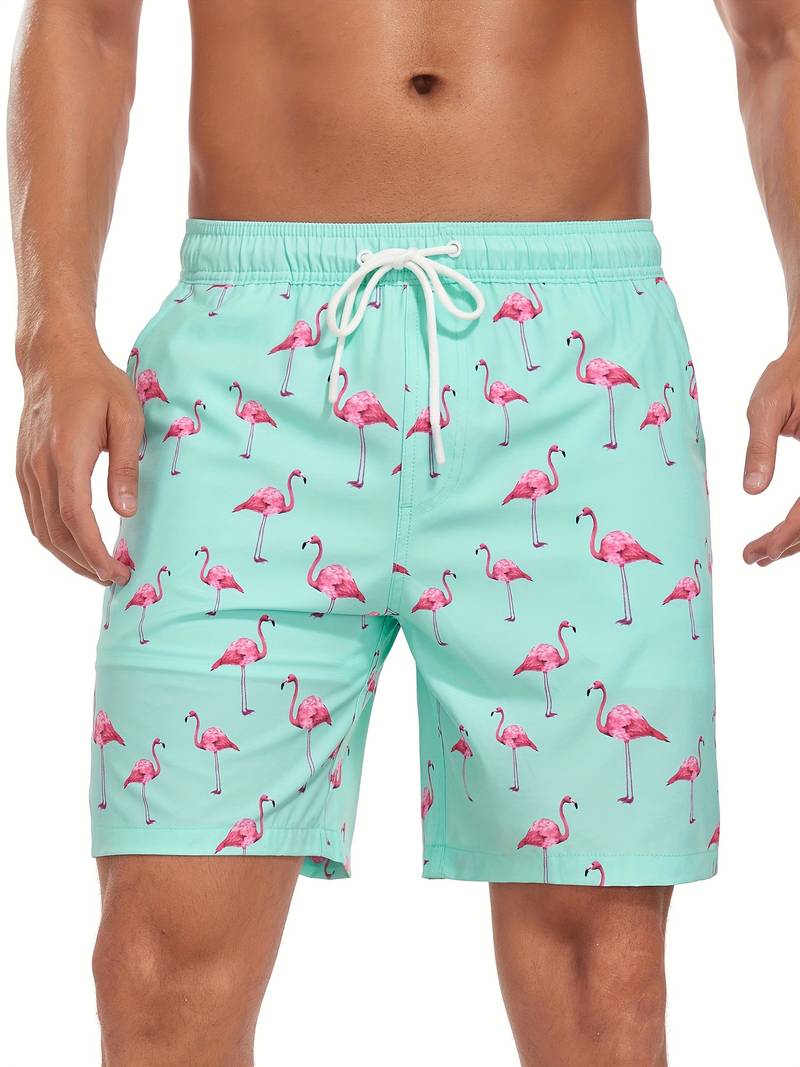Men's Quick-Dry Swim Shorts in Lightweight Fabric | Relaxed Fit Mid-Thigh Beach Trunks with Elasticated Drawstring Waist and Side Pockets for Holiday Swimming Pool Summer | Koossa