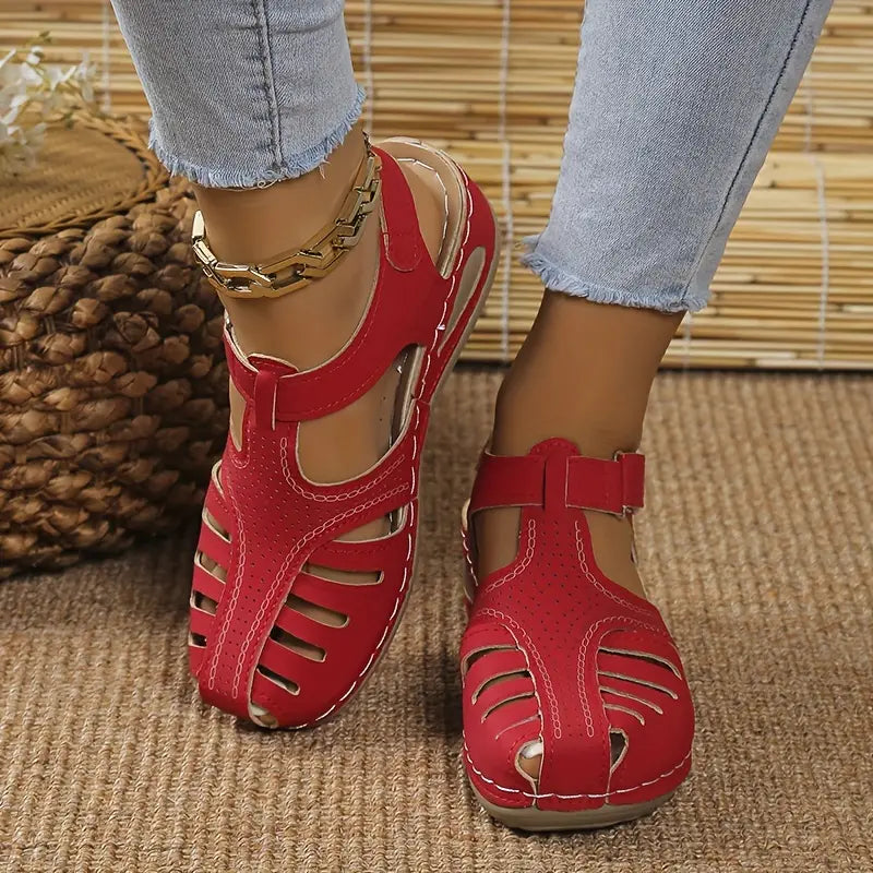 Women's Open-Toe Wedge Sandals with Supportive Footbed — Comfortable Summer Footwear for All-Day Wear | Koossa