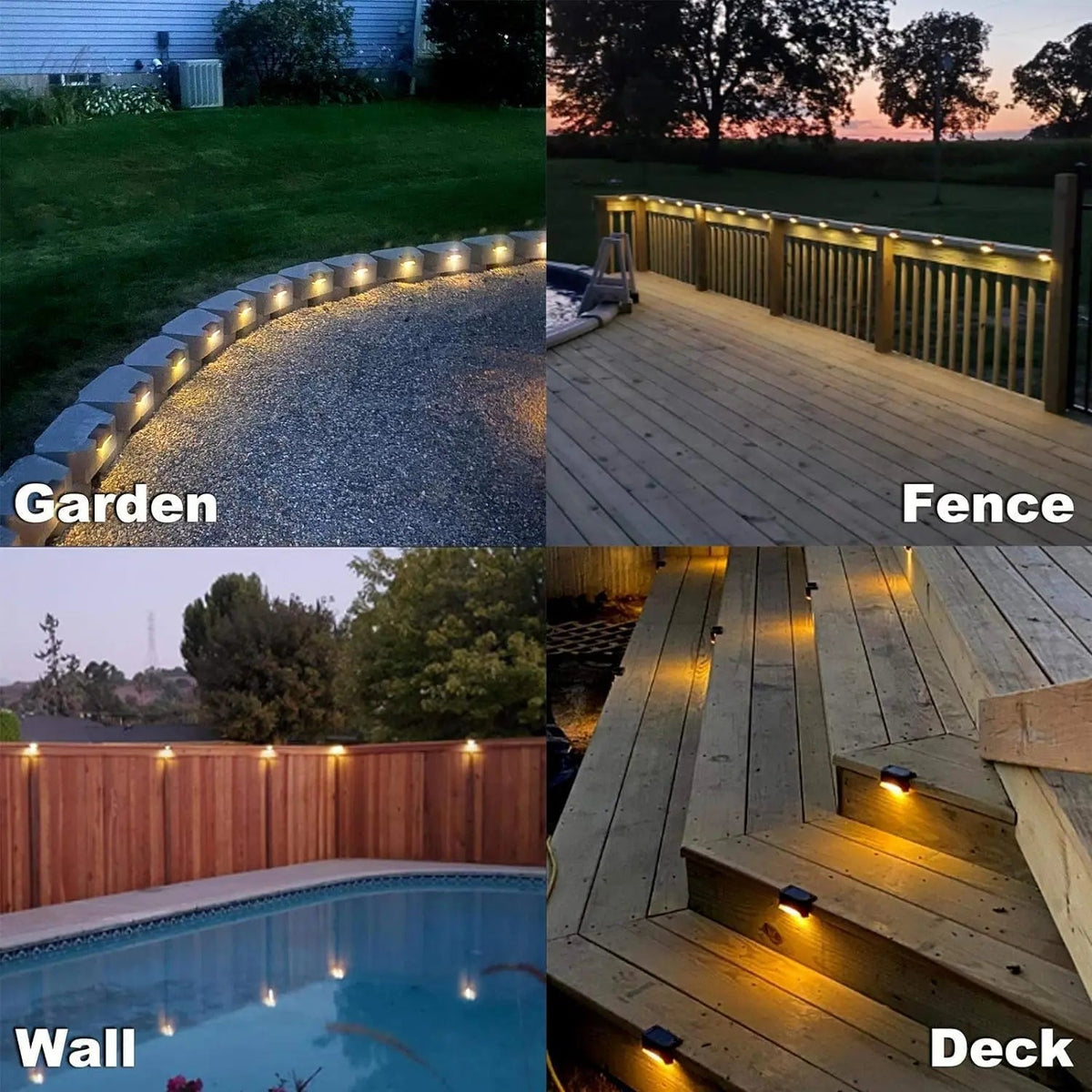 Solar Outdoor Lights 4-Pack, Motion Sensor Wall Lights, Warm White IP65 Weatherproof for Patio, Driveway, Garden, Fence & Garage | Lonoma