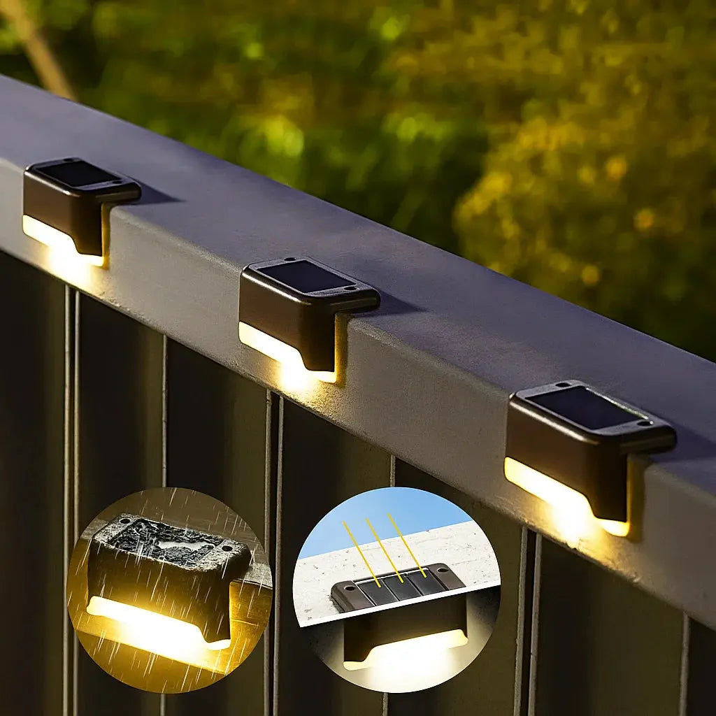 Appliques solaires extérieur lot de 4 détecteur de mouvement IP65 blanc chaud sans fil terrasse jardin | Koossa