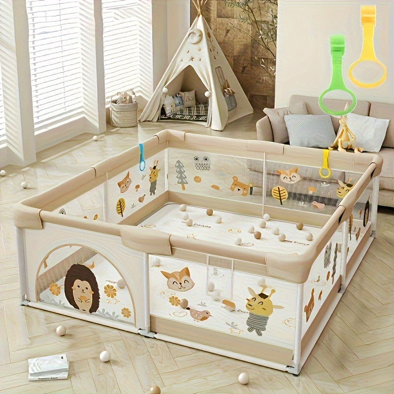 Parc de Jeu Pliable à Motifs Animaux et Parois Souples pour Bébé Tout-Petit Sécurité Confort Intérieur | Koossa