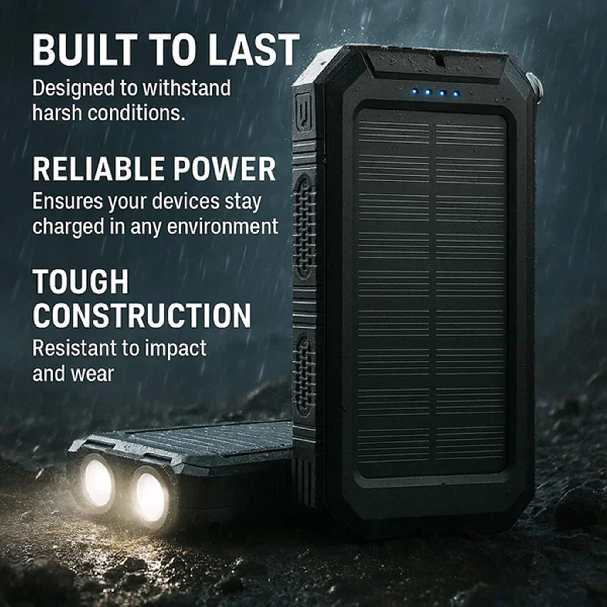 Batterie Externe Solaire 500000mAh Étanche Double USB avec Lampe LED pour Camping Randonnée Urgences Plein Air | Koossa