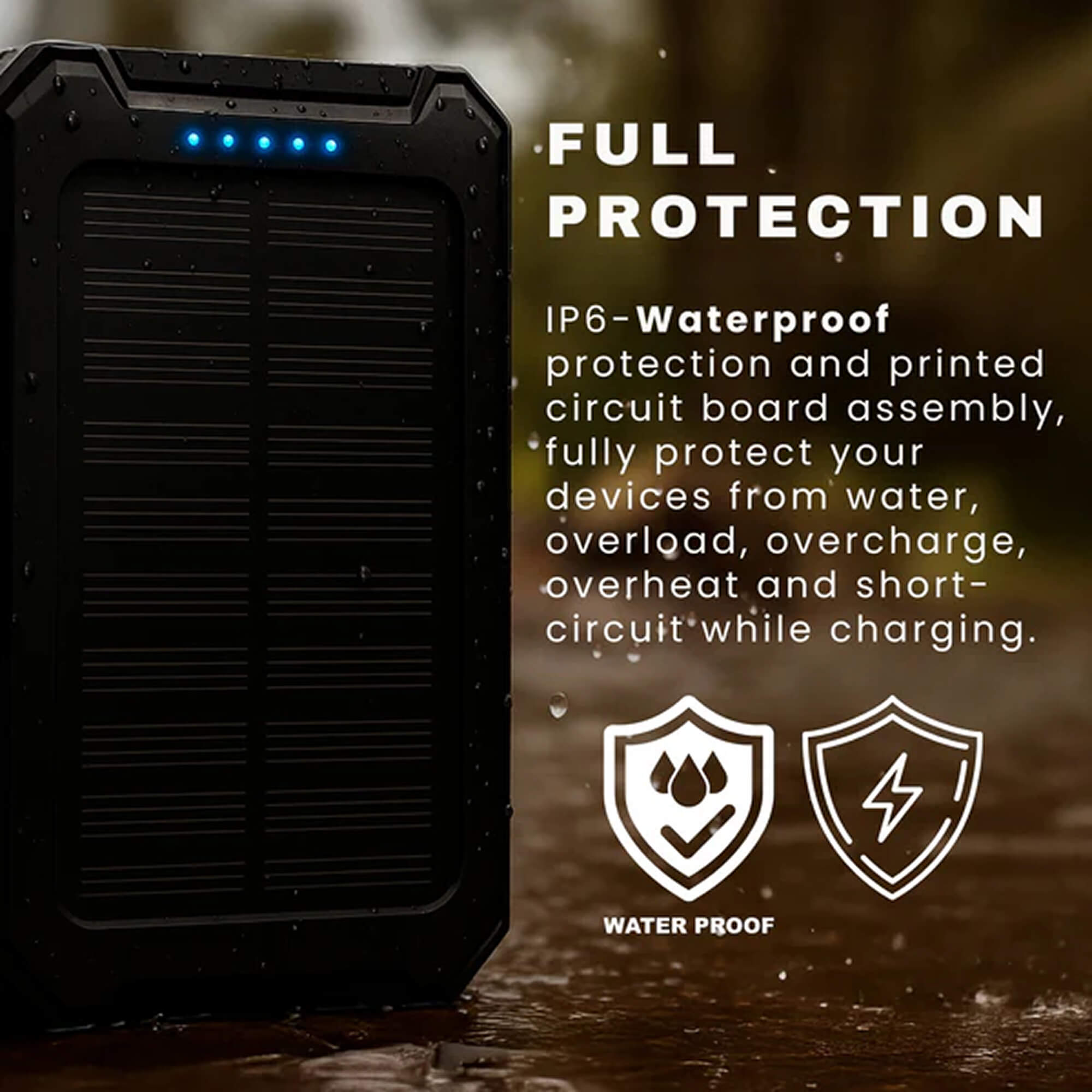 Batterie Externe Solaire 500000mAh Étanche Double USB avec Lampe LED pour Camping Randonnée Urgences Plein Air | Koossa