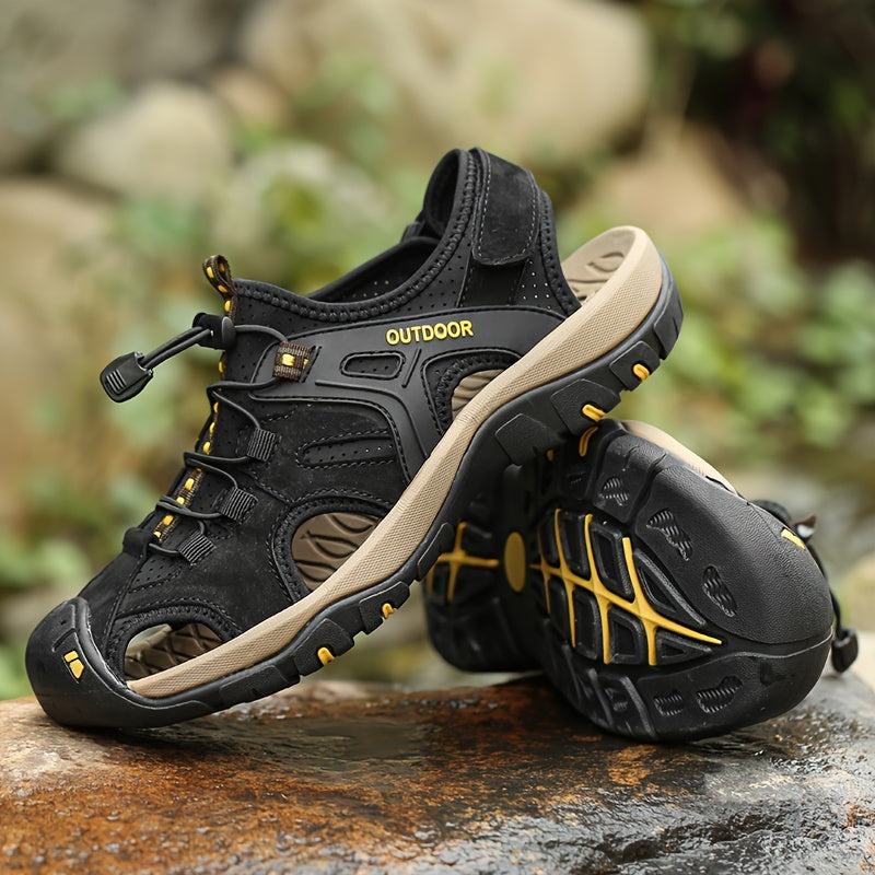 Men's Closed-Toe Sport Sandals with Elastic Strap, Breathable Hiking Sandals, Rubber Sole Summer Outdoor Walking Sandals | Lonoma