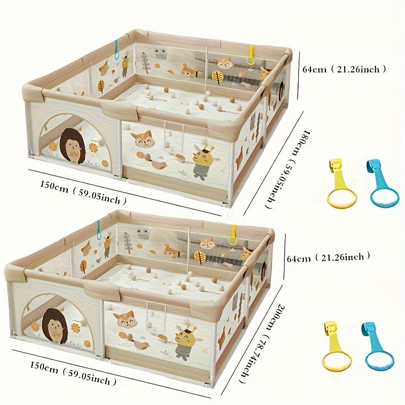 Parc de Jeu Pliable à Motifs Animaux et Parois Souples pour Bébé Tout-Petit Sécurité Confort Intérieur | Koossa