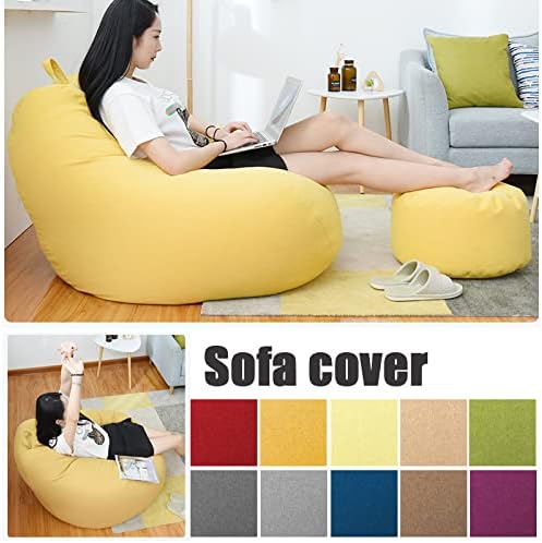Housse de pouf poire en lin pour adulte et ado sans rembourrage ergonomique au design minimaliste moderne | Koossa