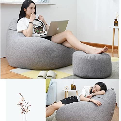 Housse de pouf poire en lin pour adulte et ado sans rembourrage ergonomique au design minimaliste moderne | Koossa