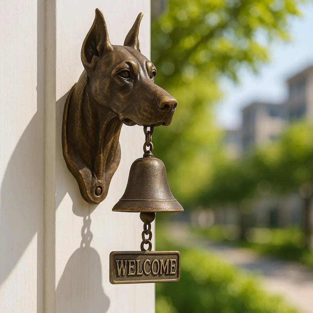 Dog Breed Door Bell Cast Metal Wall Mount Chime Antique Bronze Finish Decorative Outdoor Indoor Entry Greeter 10.6 Inch | Lonoma