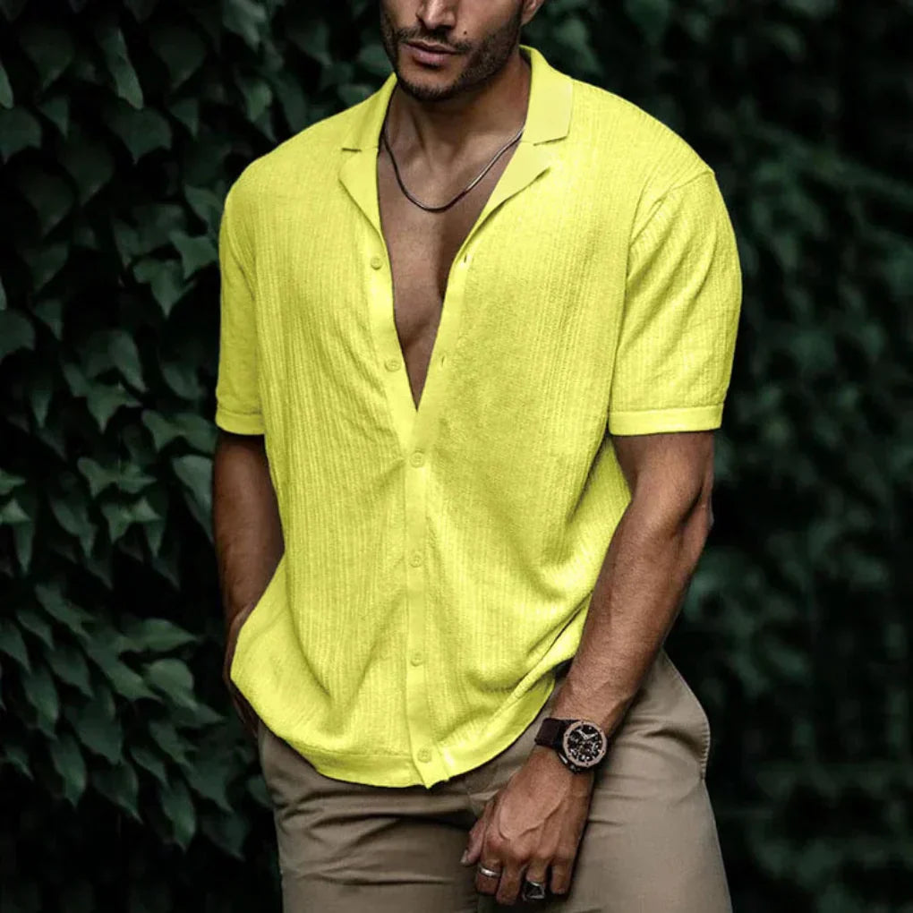 Men's Button-Front Summer Shirt — Lightweight Relaxed Fit Shirt for Casual Wear & Warm Weather | Koossa