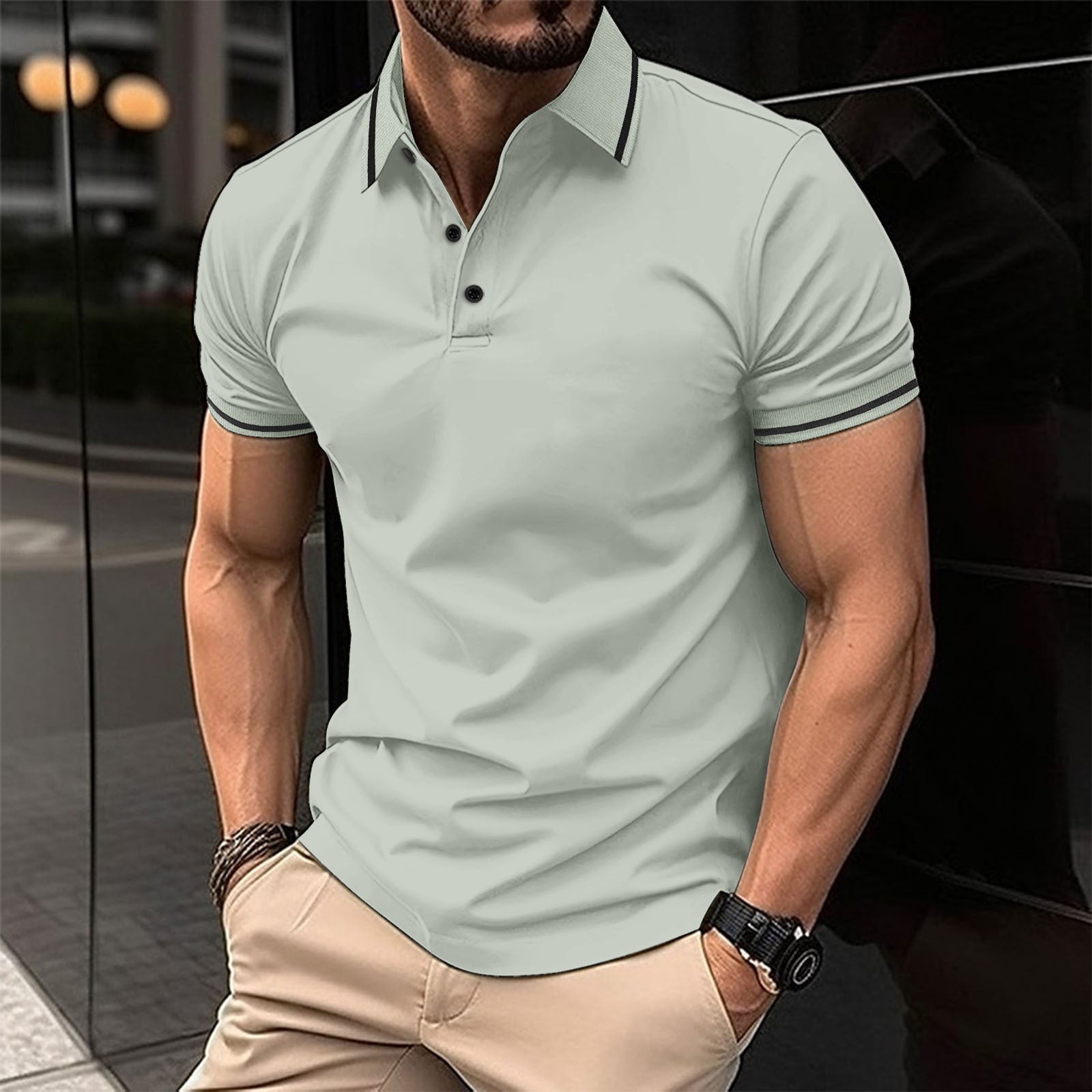 Men's Classic Polo Shirt with Button Placket — Smart Casual Top for Everyday Elegance & Refined Weekend Wear | Koossa