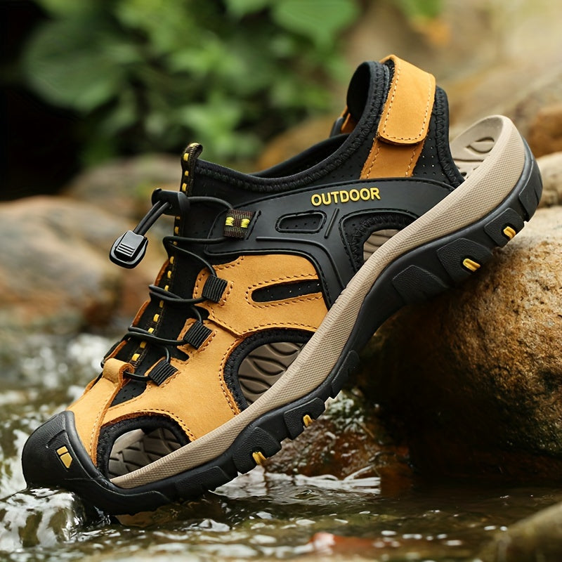 Men's Leather Fisherman Sandals, Closed Toe Breathable Summer Sandals for Walking, Hiking, Beach & Casual Outdoor Wear | Lonoma