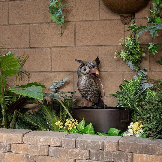 Fontaine de Jardin Décorative avec Figurine Animale en Polyrésine et Pompe Intégrée pour Terrasse et Extérieur | Koossa