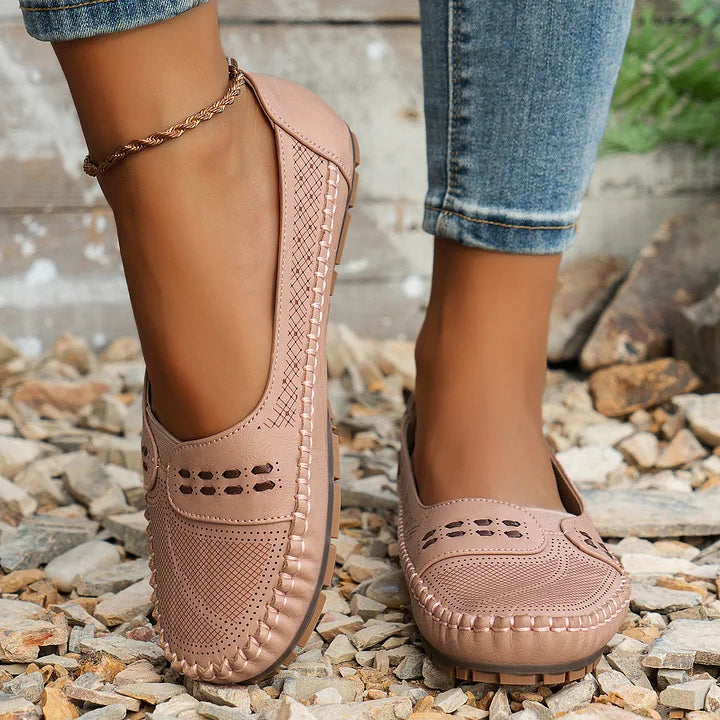 Women's Perforated Leather Slip-On Loafers for Effortless Summer Style | Koossa