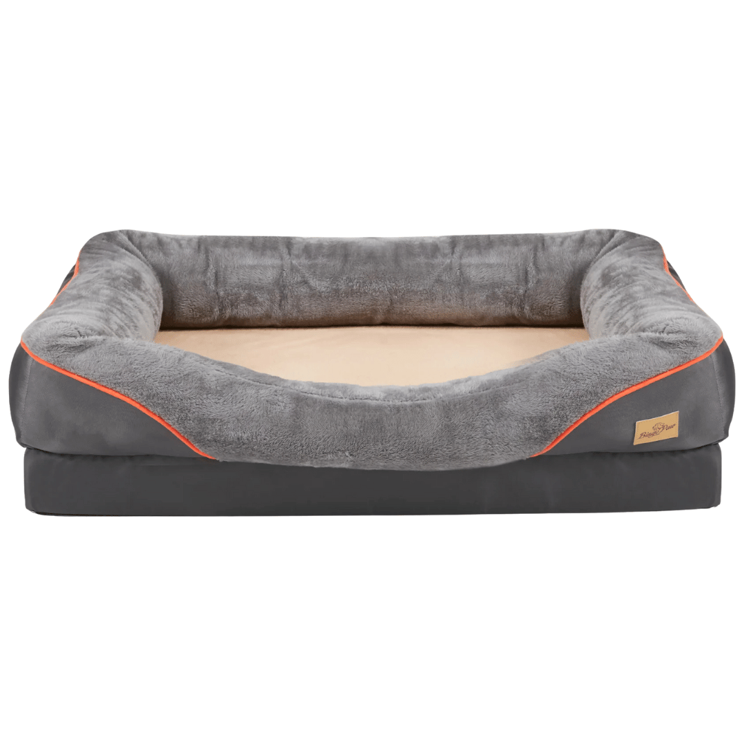 Orthopedic Dog Bed Nest Bolster Washable Grey Orange Large XL 2XL 3XL Joint Support Memory Foam Dog Sofa Bed Removable Cover | Koossa
