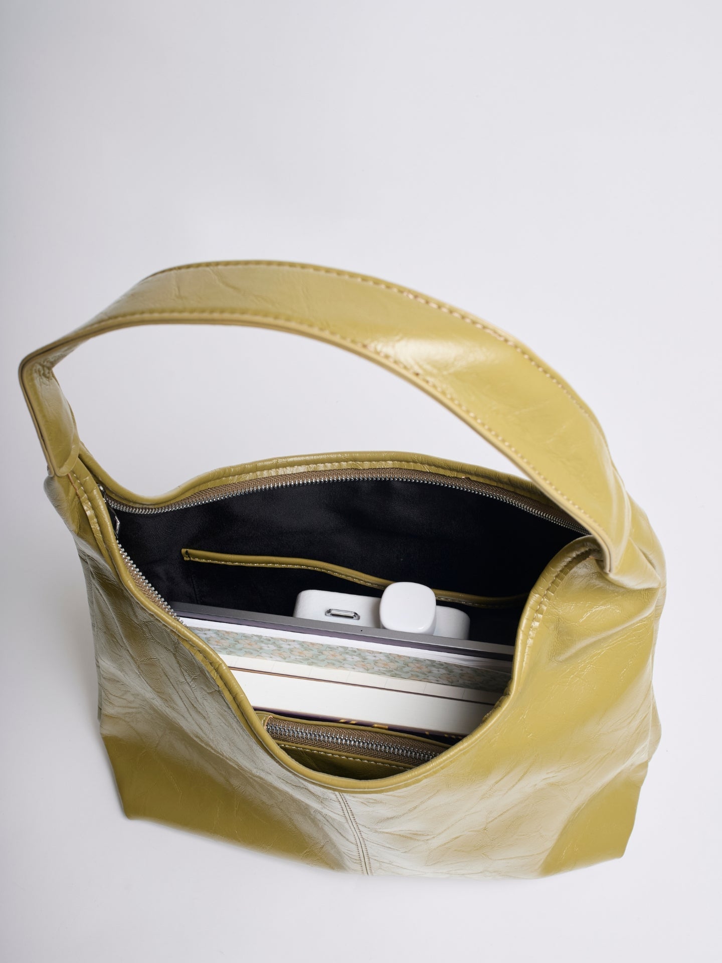 Soft Leather-Effect Tote Bag in Black with Matching Pouch | Spacious Everyday Shoulder Bag with Compartments | Koossa