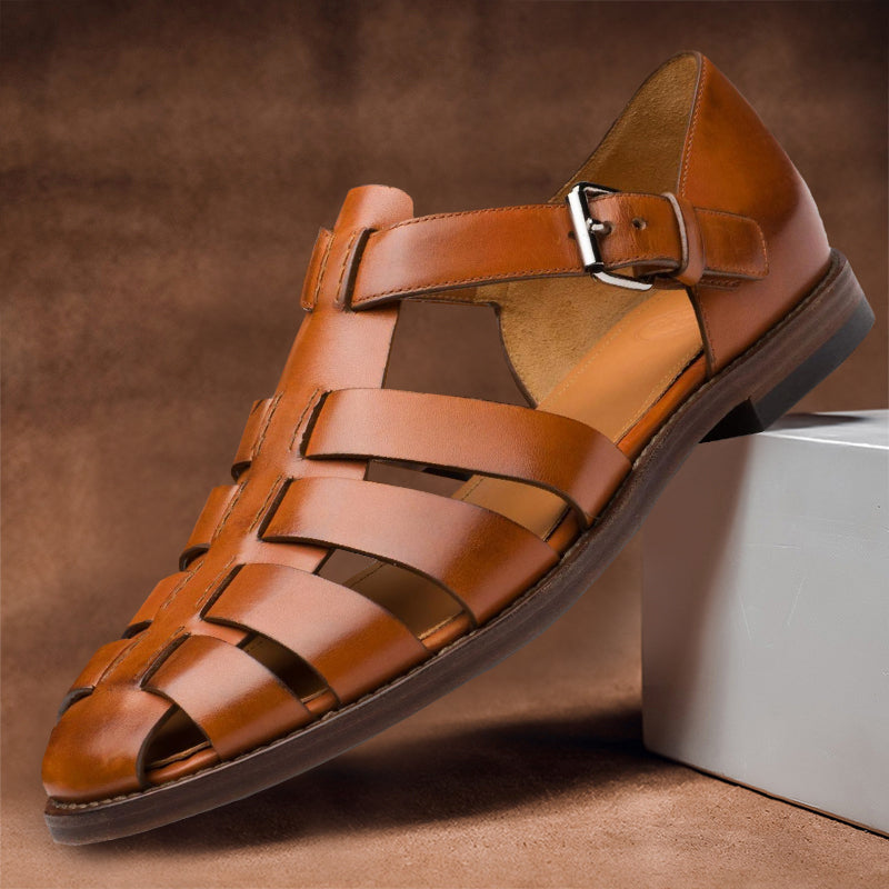 Men's Leather Summer Sandals — Breathable Open-Toe Footwear for Holidays, Beach Walks & Everyday Comfort | Koossa