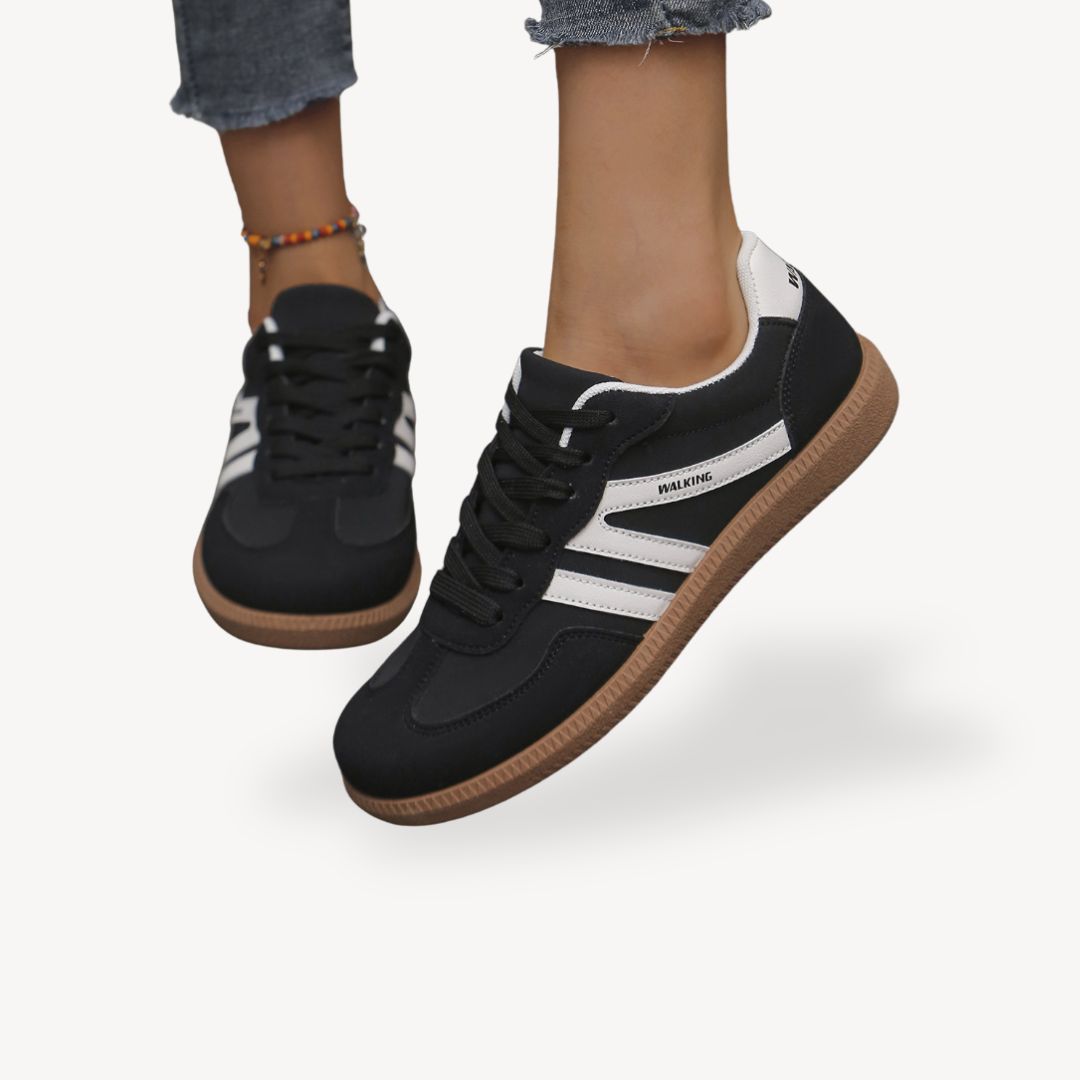 Women's Lace-Up Trainers with Retro Gum Sole in Brown Beige Khaki Grey Black for Everyday Comfort Casual Styling Lightweight Sneakers | Koossa