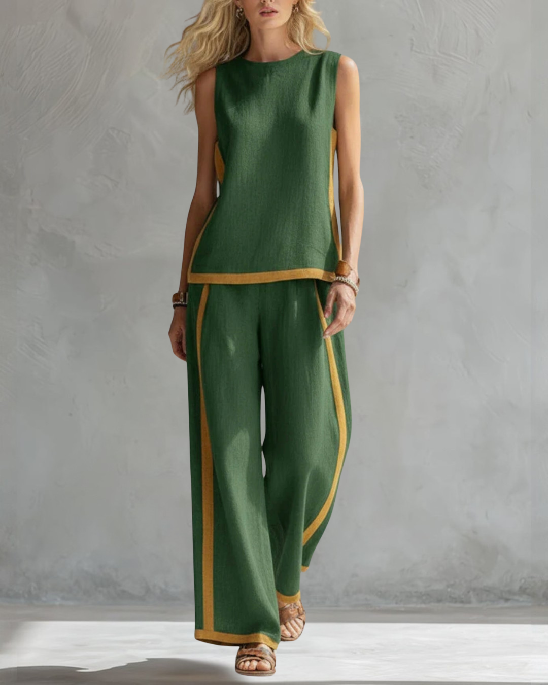 Women's Sleeveless Top and Wide-Leg Trouser Co-ord in Six Colours for Work and Leisure | Koossa