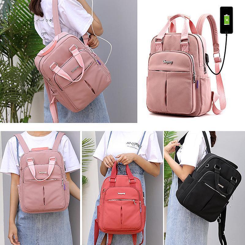 Women's Water-Resistant Everyday Backpack with USB Charging Port — Practical Travel Rucksack for Work & Leisure | Koossa