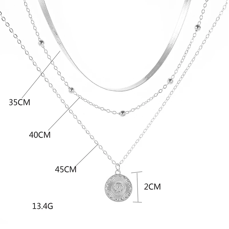 Women's Silver Triple-Strand Layered Necklace — Elegant Sterling Silver Necklace for Special Occasions | Koossa
