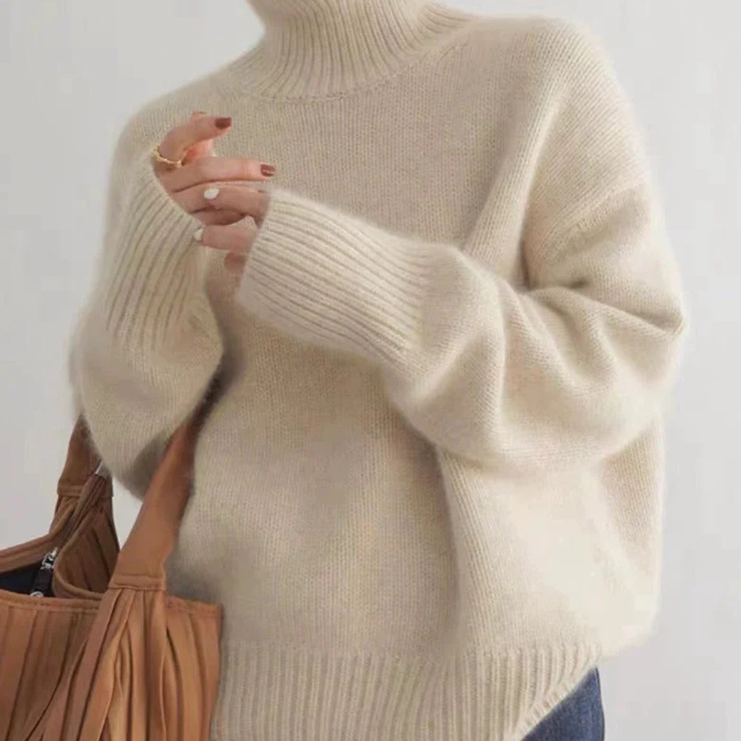 Women's Relaxed-Fit Turtleneck Jumper in Soft Knit | Everyday Layering Piece for Spring and Autumn | Koossa