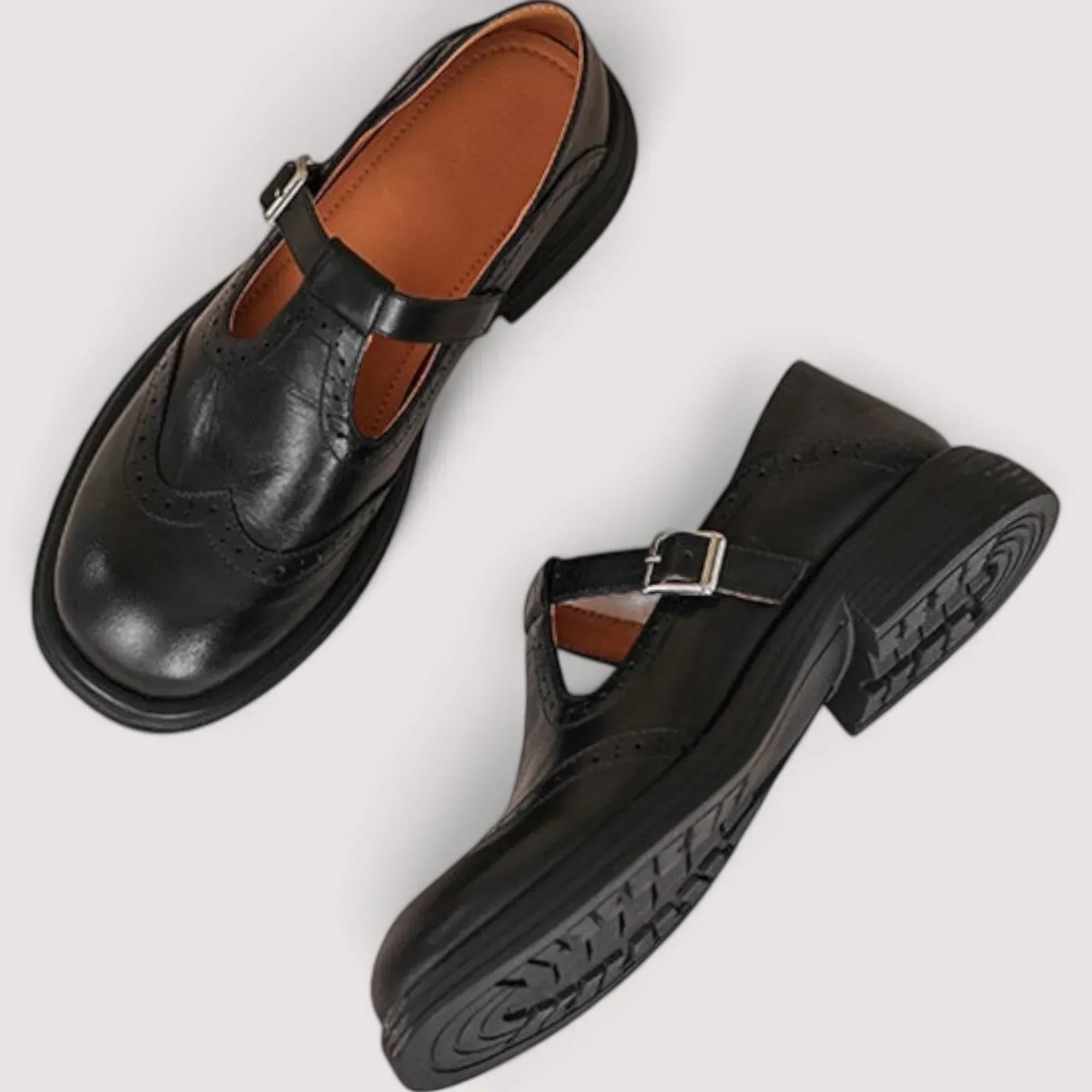 Orthopedic Mary Jane Shoes in Soft Leather with Cushioned Footbed | Supportive Everyday Walking Shoes for Women | Classic Strap Fastening | Koossa