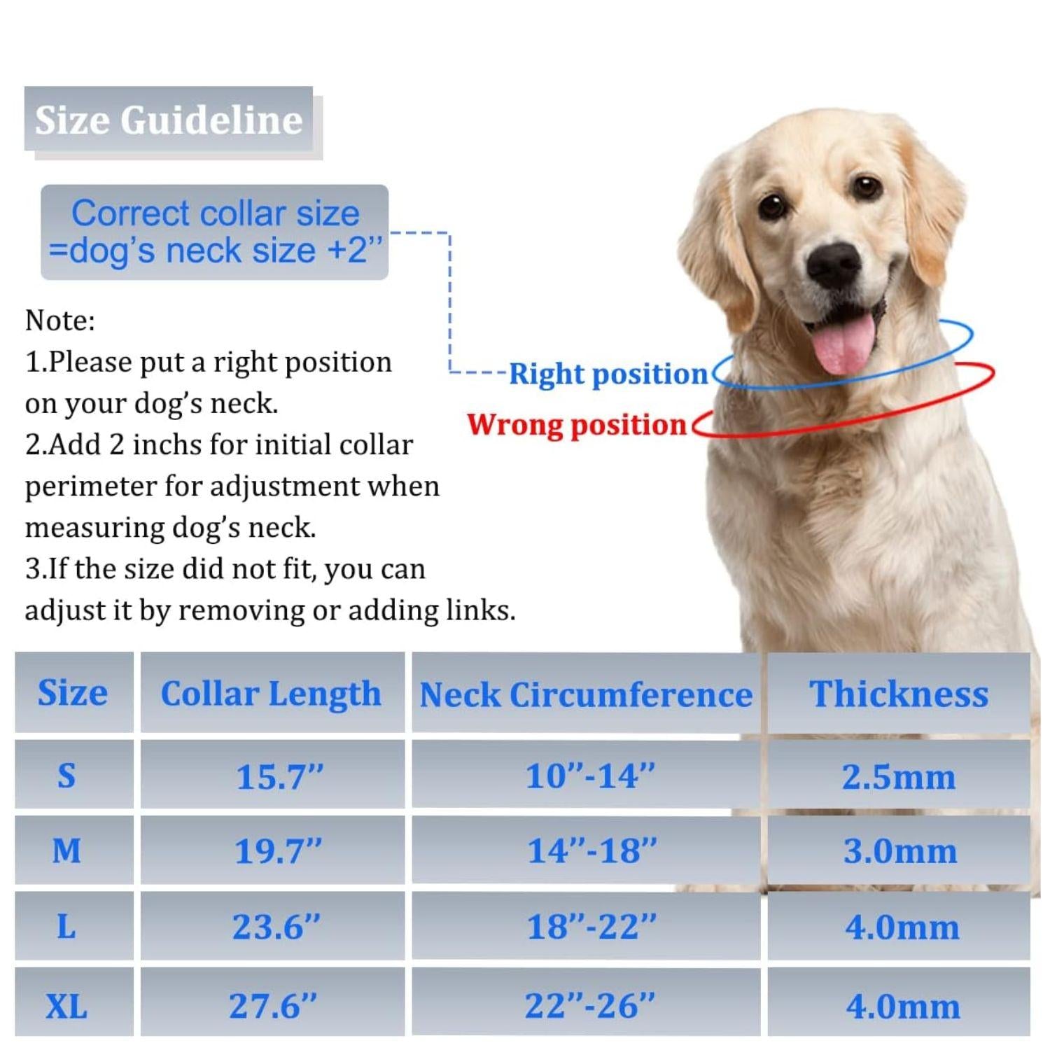 Dog Training Collar Prong Pinch Chain Adjustable Stainless Steel No-Pull Quick Release Reflective Small Medium Large XL | Koossa