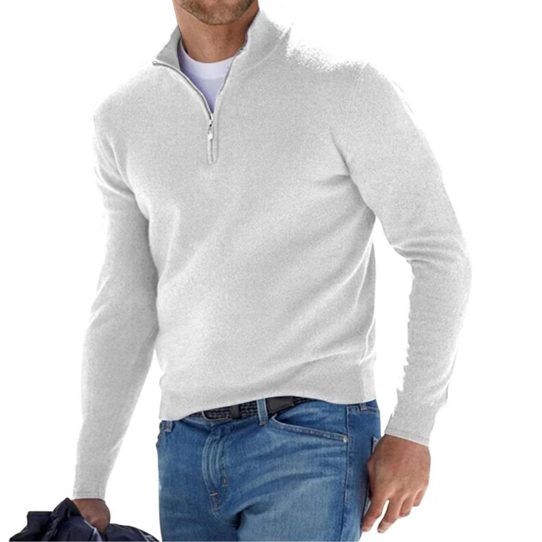 Men's Half-Zip Pullover Jumper — Classic Casual Knitwear for Everyday Comfort & Smart-Casual Style | Koossa