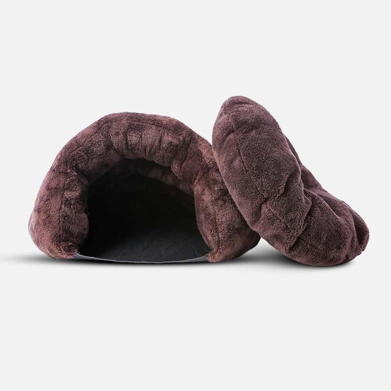 Dog Bed Cave Calming Plush Small Medium Anti-Anxiety Hideaway Hooded Cosy Warm Winter | Koossa