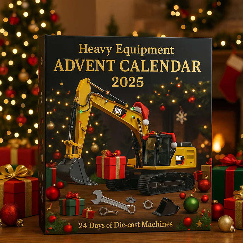 Construction Vehicle Advent Calendar 24 Metal Die-Cast Miniature Machines Excavator Crane Bulldozer Kids Holiday Countdown | Lonoma