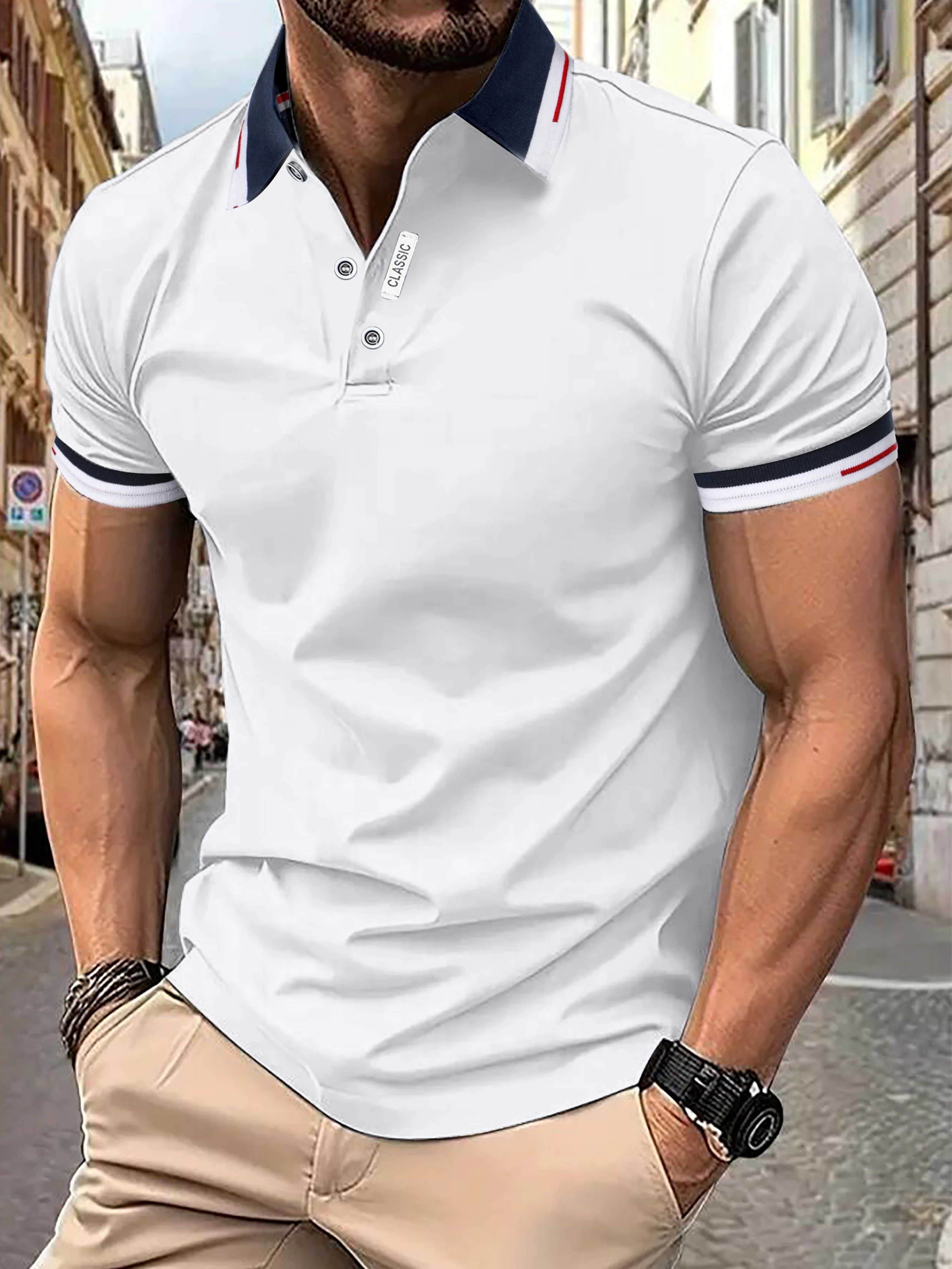 Men's Classic Polo Shirt with Button Placket — Smart Casual Top for Everyday Elegance & Refined Weekend Wear | Koossa