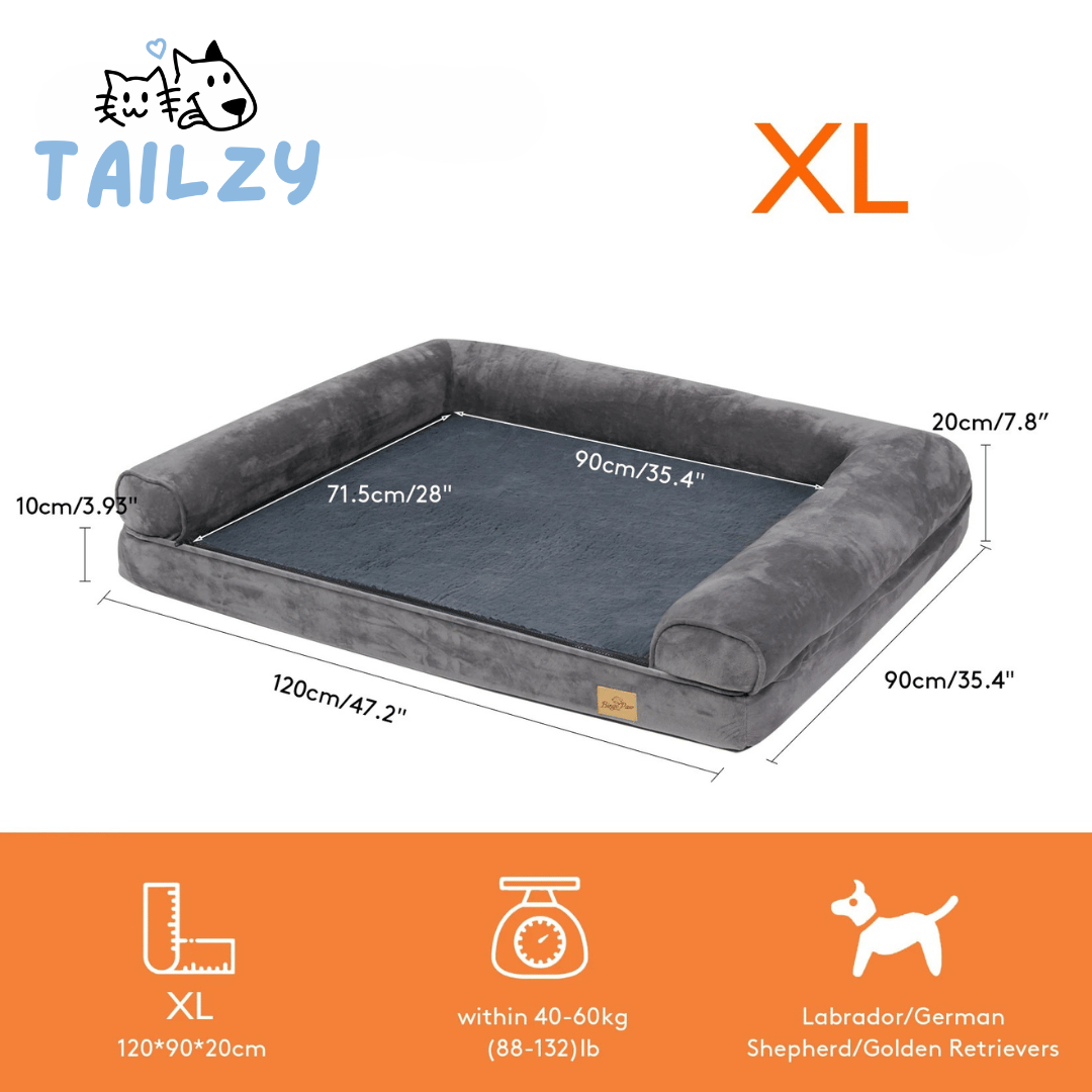 Dog Bed Memory Foam Orthopaedic Bolster L XL Waterproof Washable Large Dogs Joint Support Anti-Slip Sofa Bed | Koossa