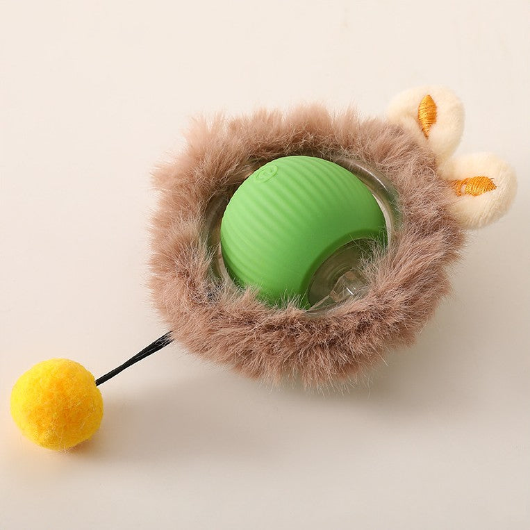 Dog Toy Interactive Rolling Ball Automatic Movement Plush Tail USB Rechargeable Self-Rolling Chaser Fetch Play Indoor | Koossa