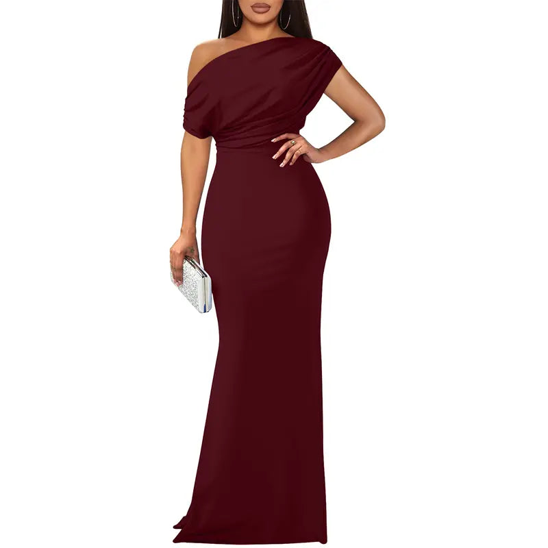 Women's Off-Shoulder Floor-Length Evening Gown in Ten Classic Colours for Galas, Weddings, and Formal Occasions | Koossa