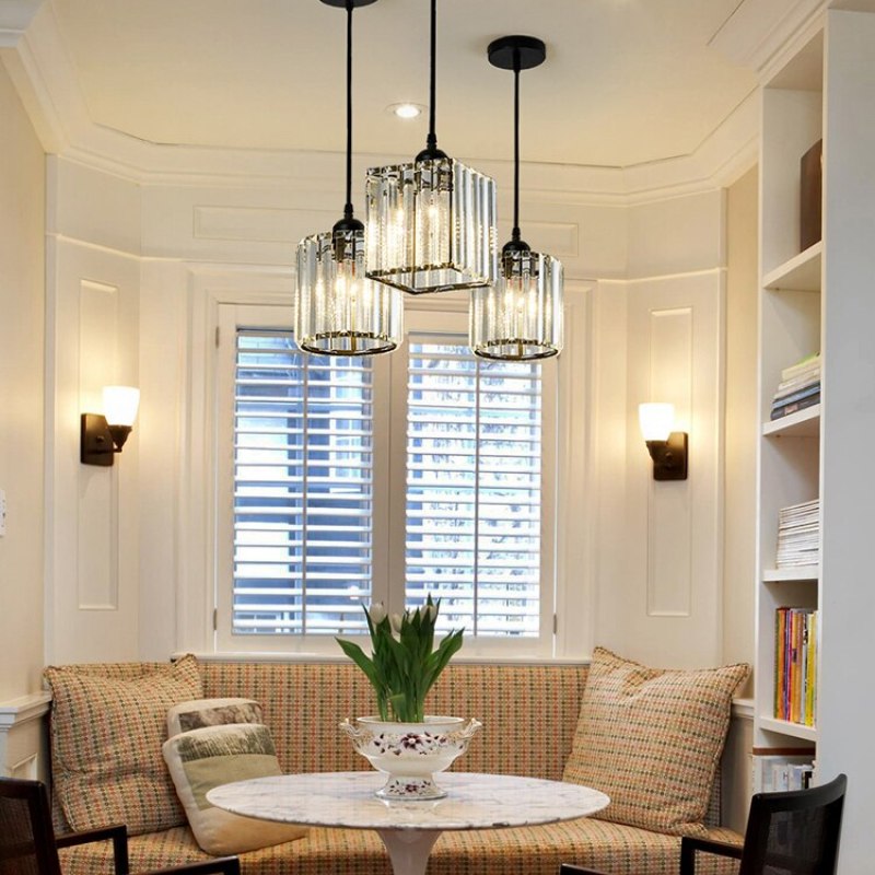 Cylinder Glass Drop Light Fixture with Metal Frame | Adjustable Hanging Height for Kitchen Island and Dining Area | E27 Socket | Lonoma