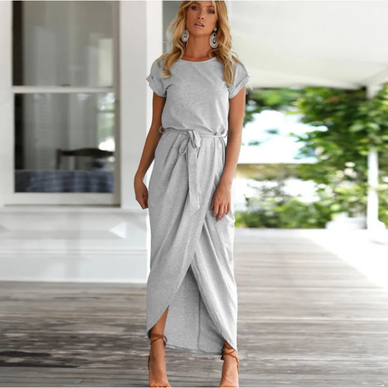Women's Relaxed Ankle-Length Dress with Adjustable Belt — Casual Day Dress for Work & Weekends | Koossa