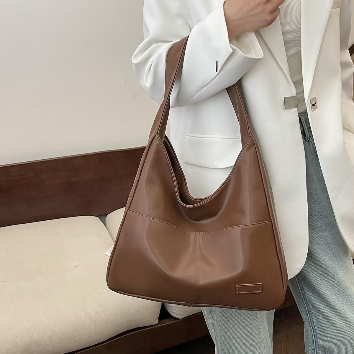 Soft Faux Leather Shoulder Bag in Contemporary Minimalist Silhouette for Work and Weekend Styling | Koossa