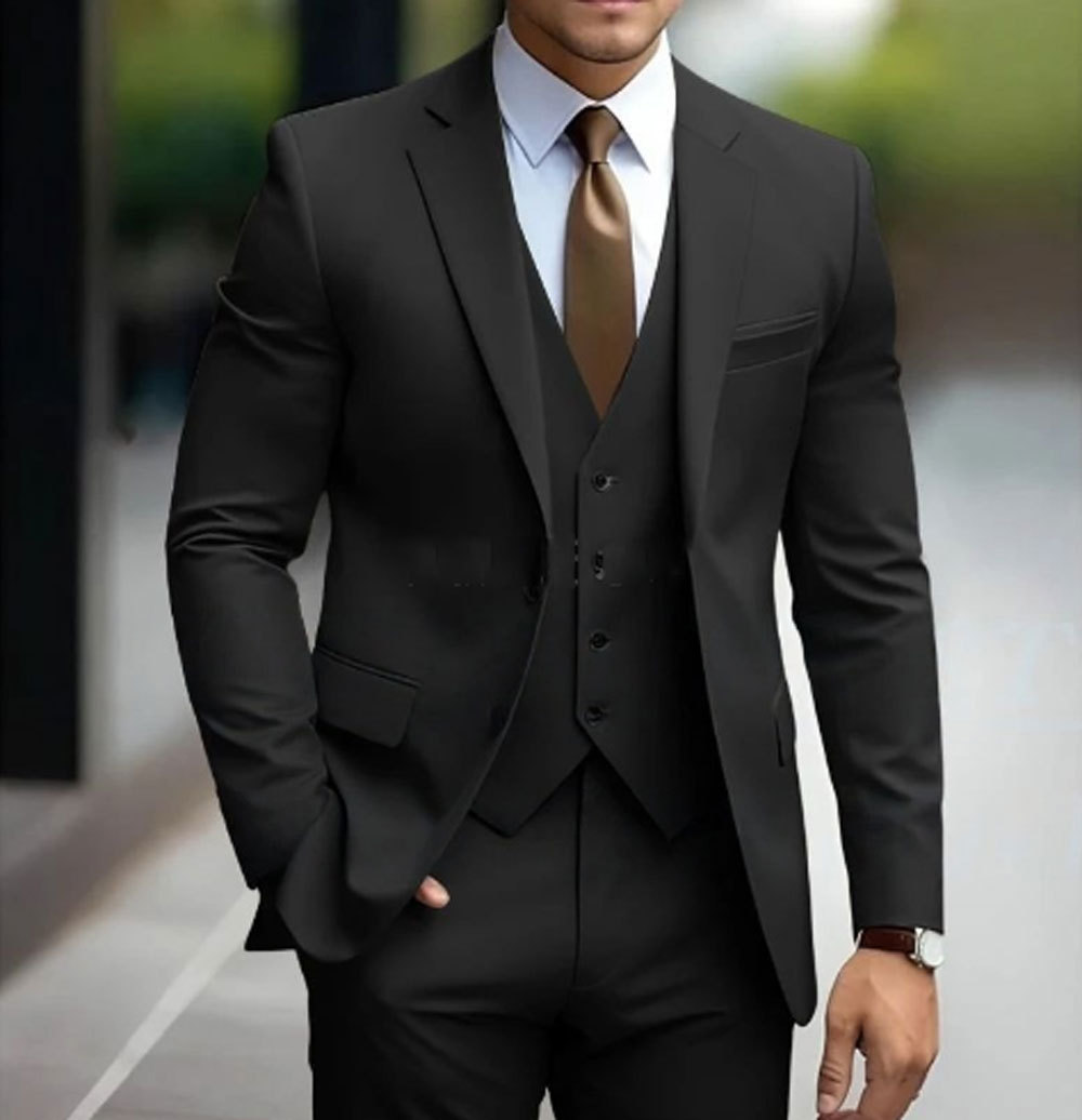 Three-Piece Tailored Suit with Waistcoat, Blazer and Trousers in Six Refined Colours for Weddings and Formal Occasions | Koossa
