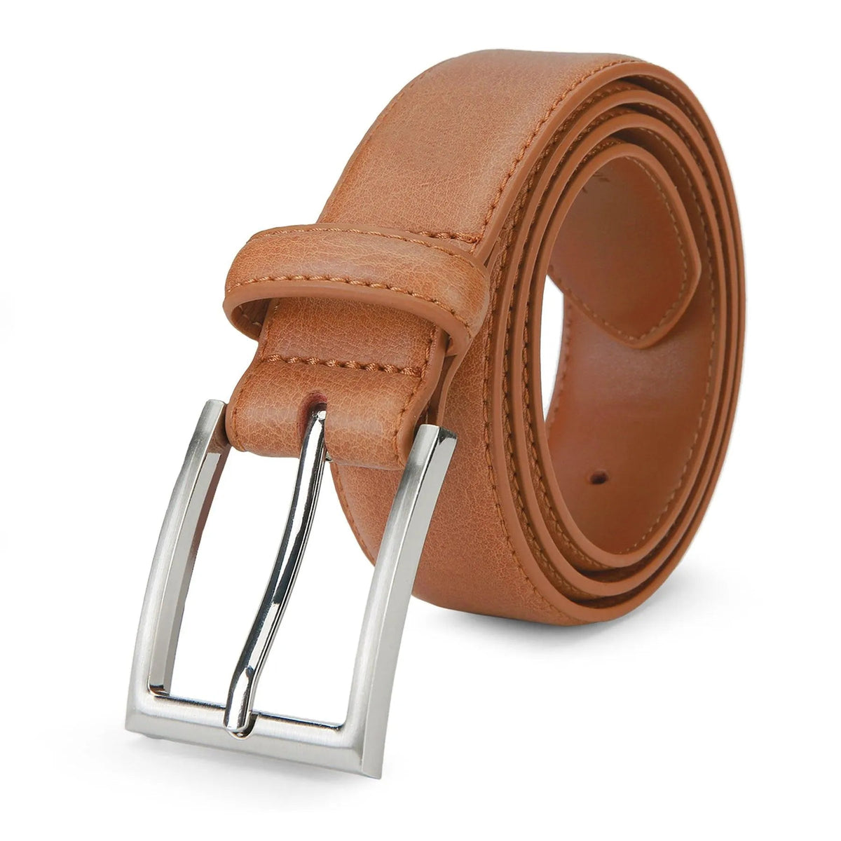 Genuine Leather Belt for Men & Women, Classic Pin Buckle Dress Belt, Black Brown Tan Navy, Business & Casual Jeans Belt | Lonoma