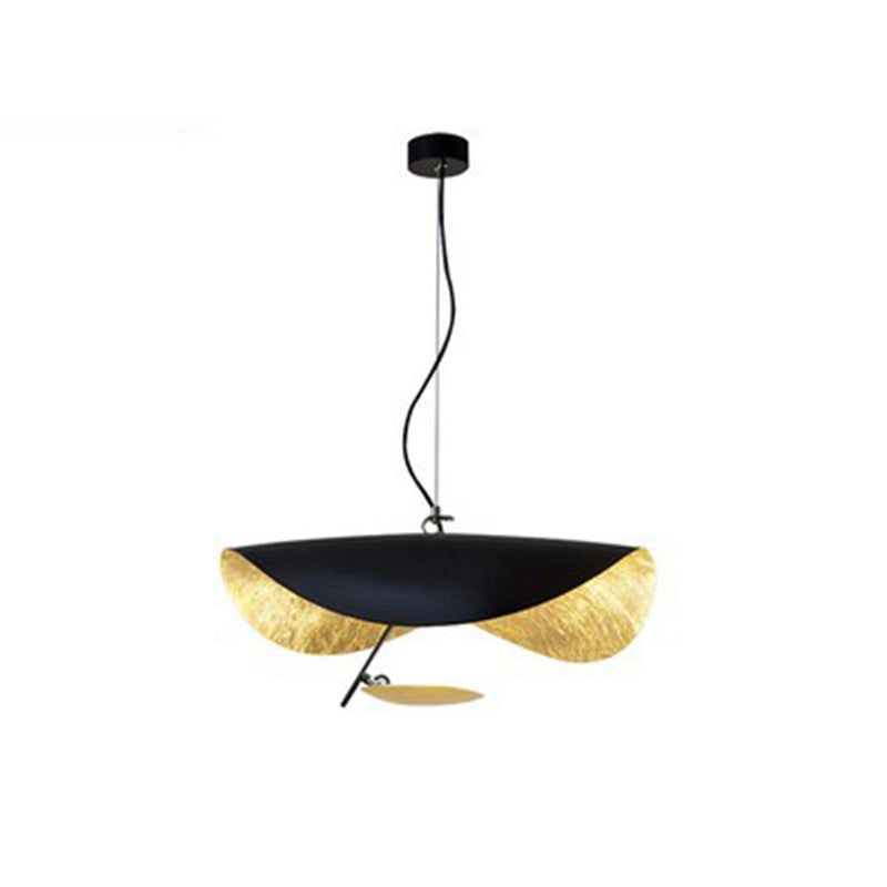 Metal Pendant Light Gold Foil Finish Twisted Sculptural Design Warm LED Indoor Lighting Adjustable Cord Dining Living Room Kitchen Island | Lonoma
