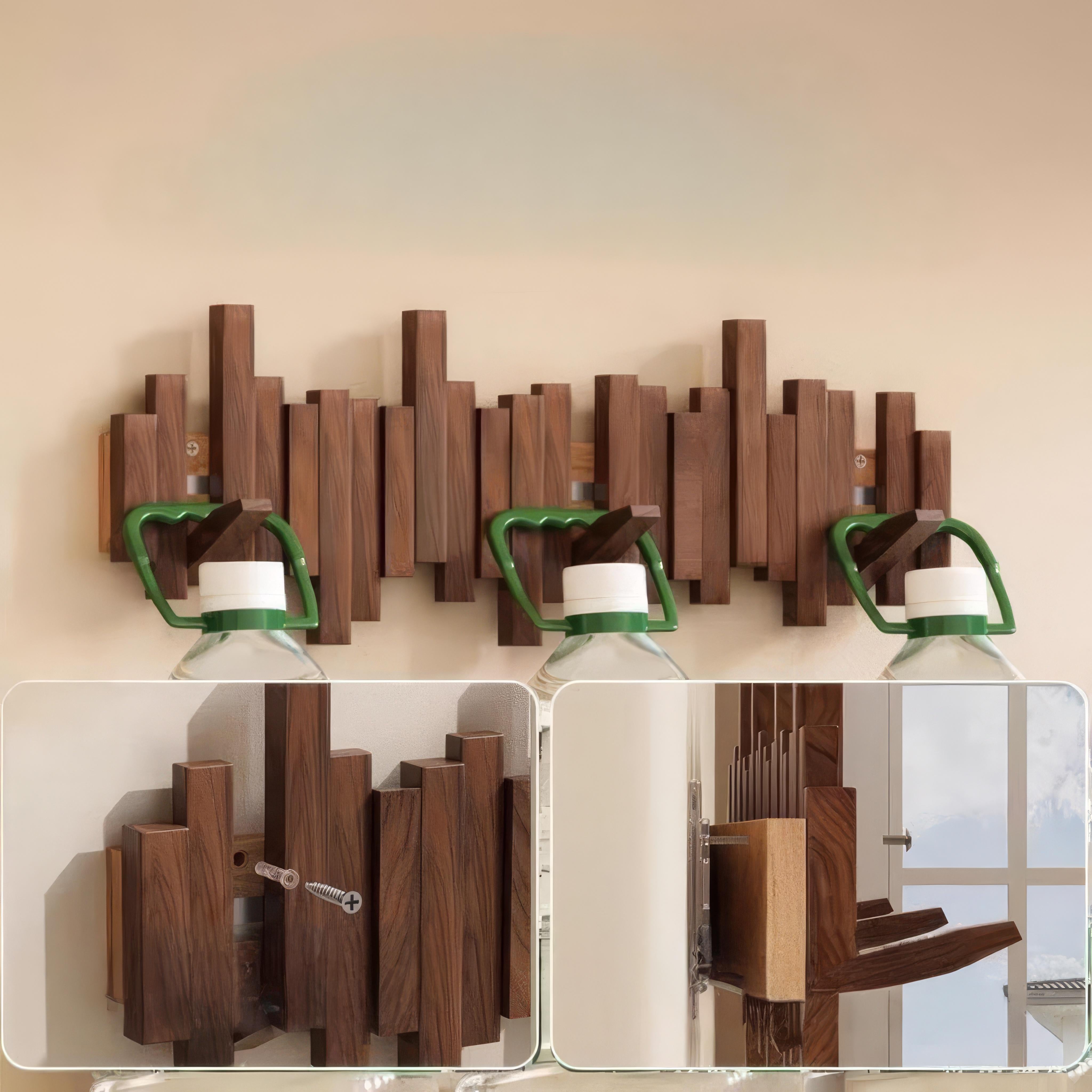 Patère murale pliante à crochets magnétiques en bois naturel pour entrée organisée pratique et gain de place | Koossa