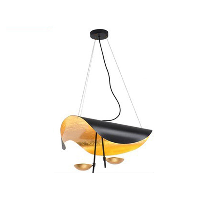 Metal Pendant Light Gold Foil Finish Twisted Sculptural Design Warm LED Indoor Lighting Adjustable Cord Dining Living Room Kitchen Island | Lonoma