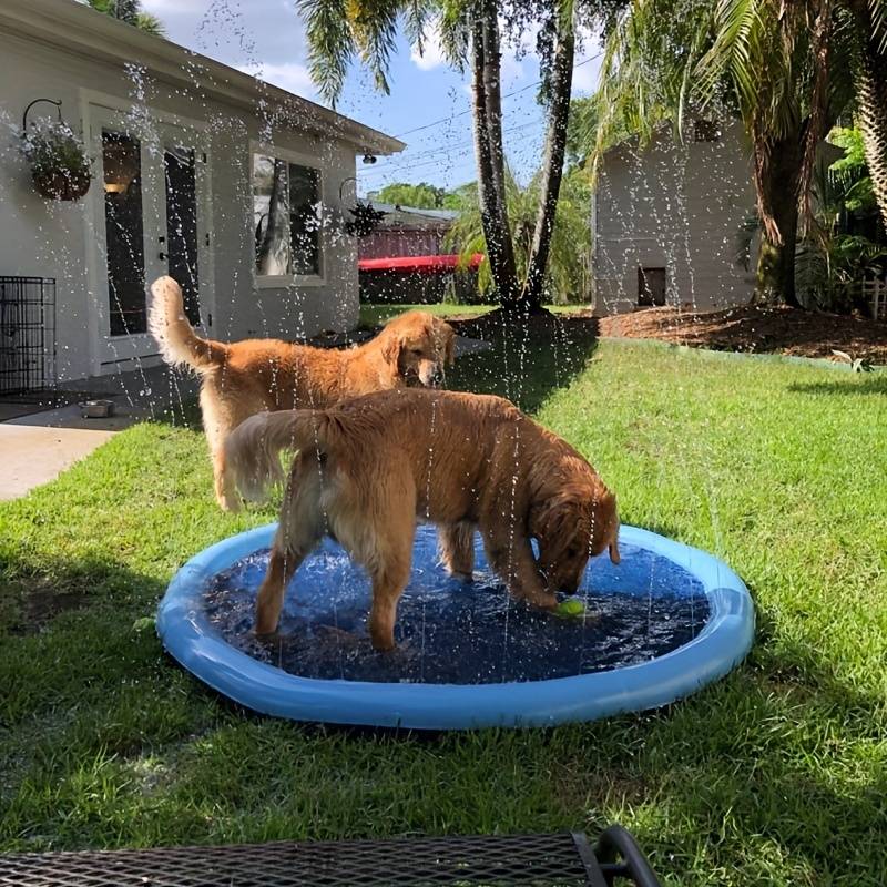 Dog Sprinkler Pad Inflatable PVC Non-Toxic 100cm 150cm 170cm Cooling Mat Garden Hose Summer Splash Play Pool | Koossa